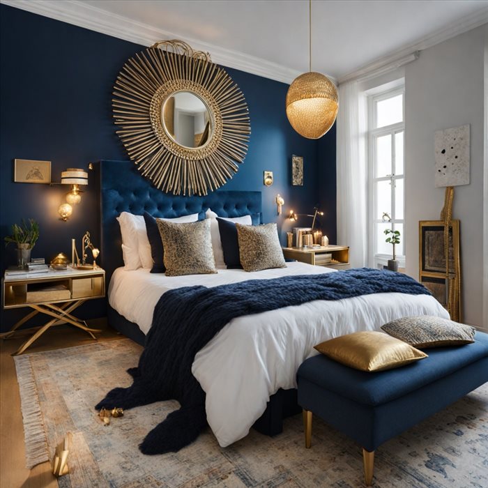 Sublimer une Chambre Bleu Nuit et Or