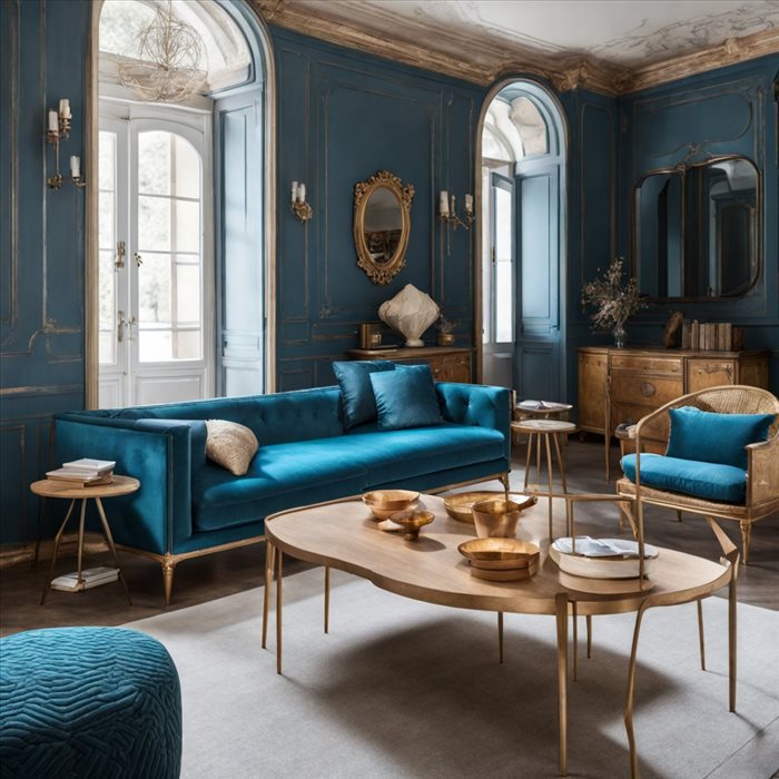 Associer Bleu Canard et Or pour un Salon Chic