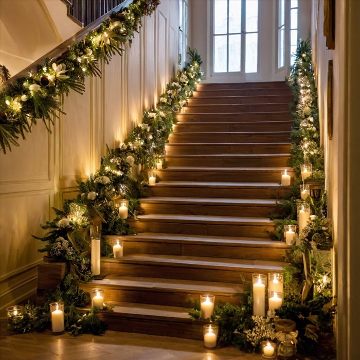 Décoration de Rampe d'Escalier pour Noël